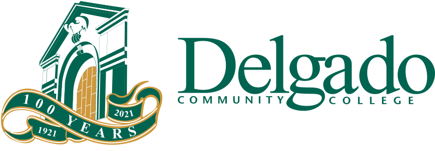 delgado cares logo (hands with text)
