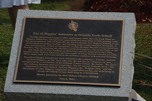 historical marker for the higgins plant