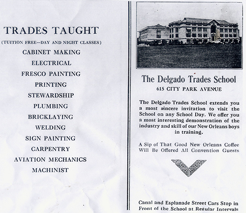 orginal trade brochure with a list of classes