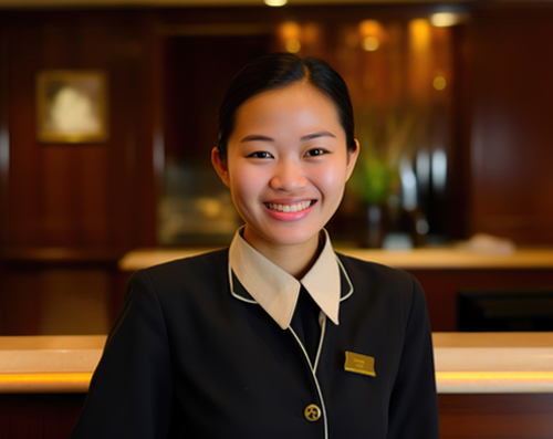 asian female at a front desk
