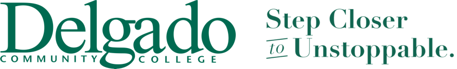 Step closer logo with Delgado wordmark
