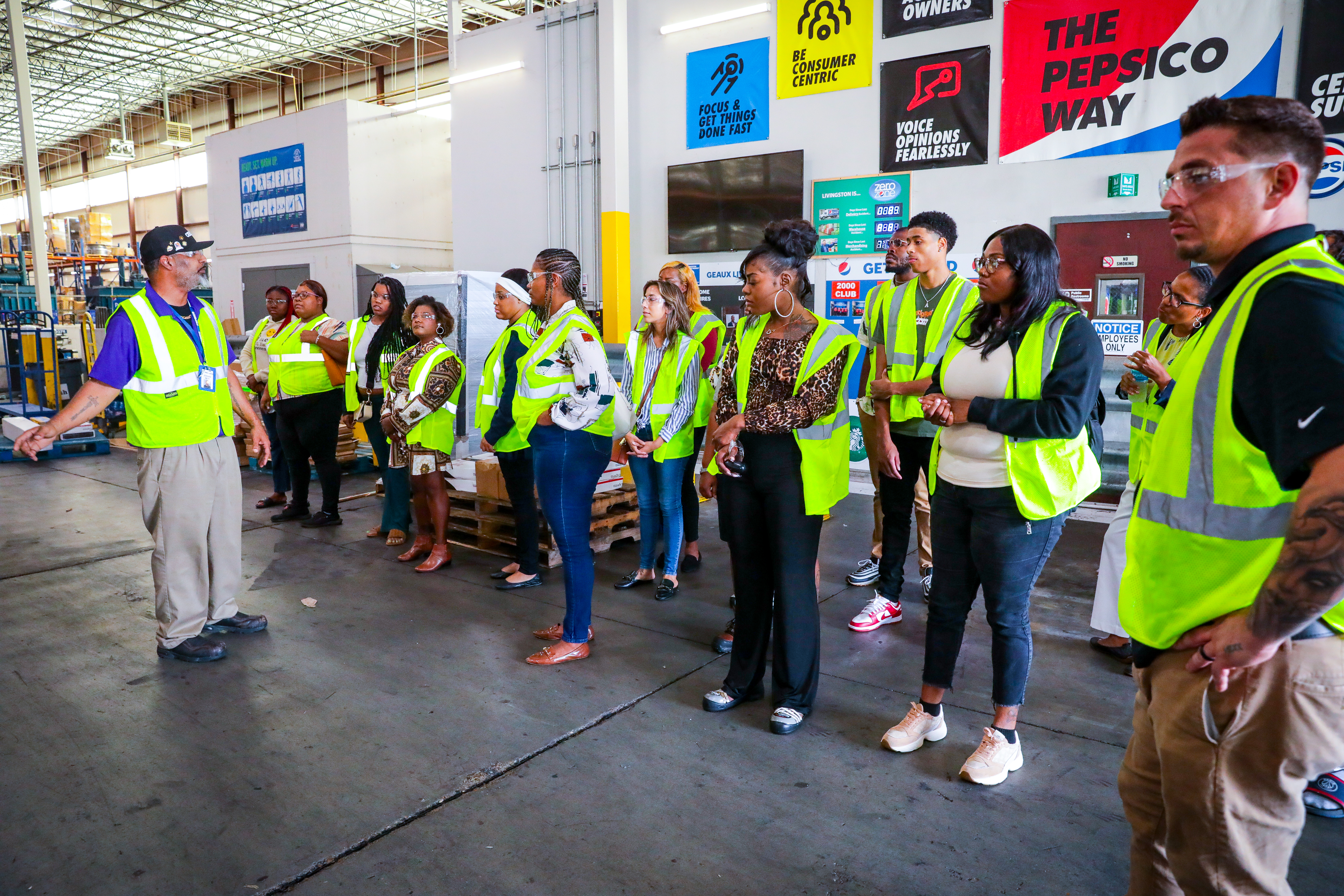 Students touring PepsiCo facility