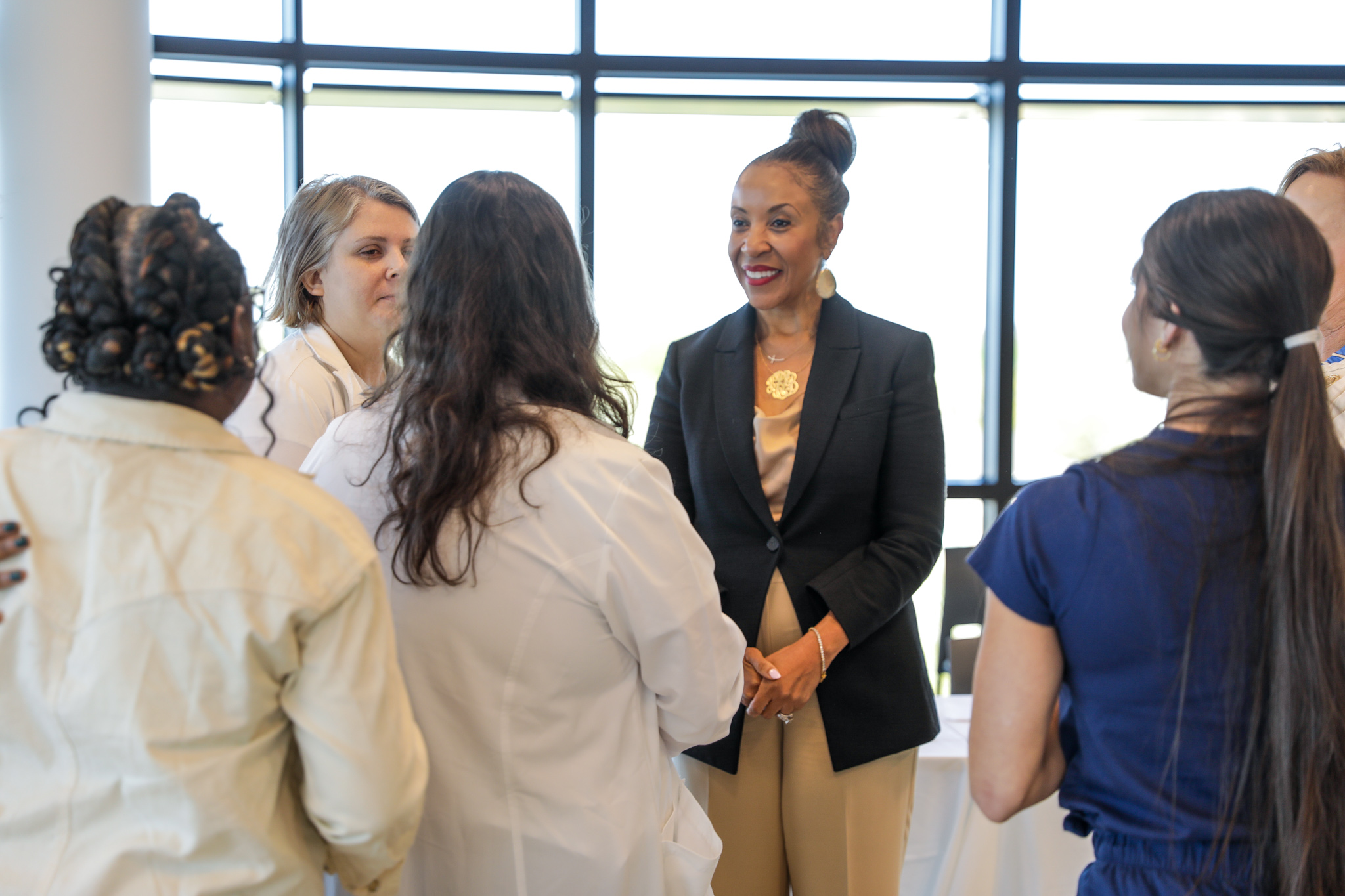 Chancellor Steib talks to Board of Regents visitors