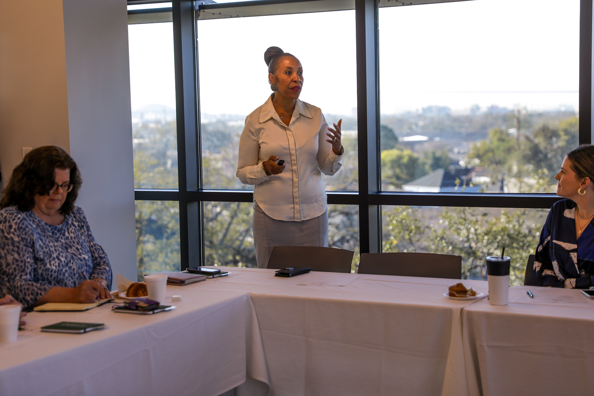 Chancellor Steib addresses meeting attendees