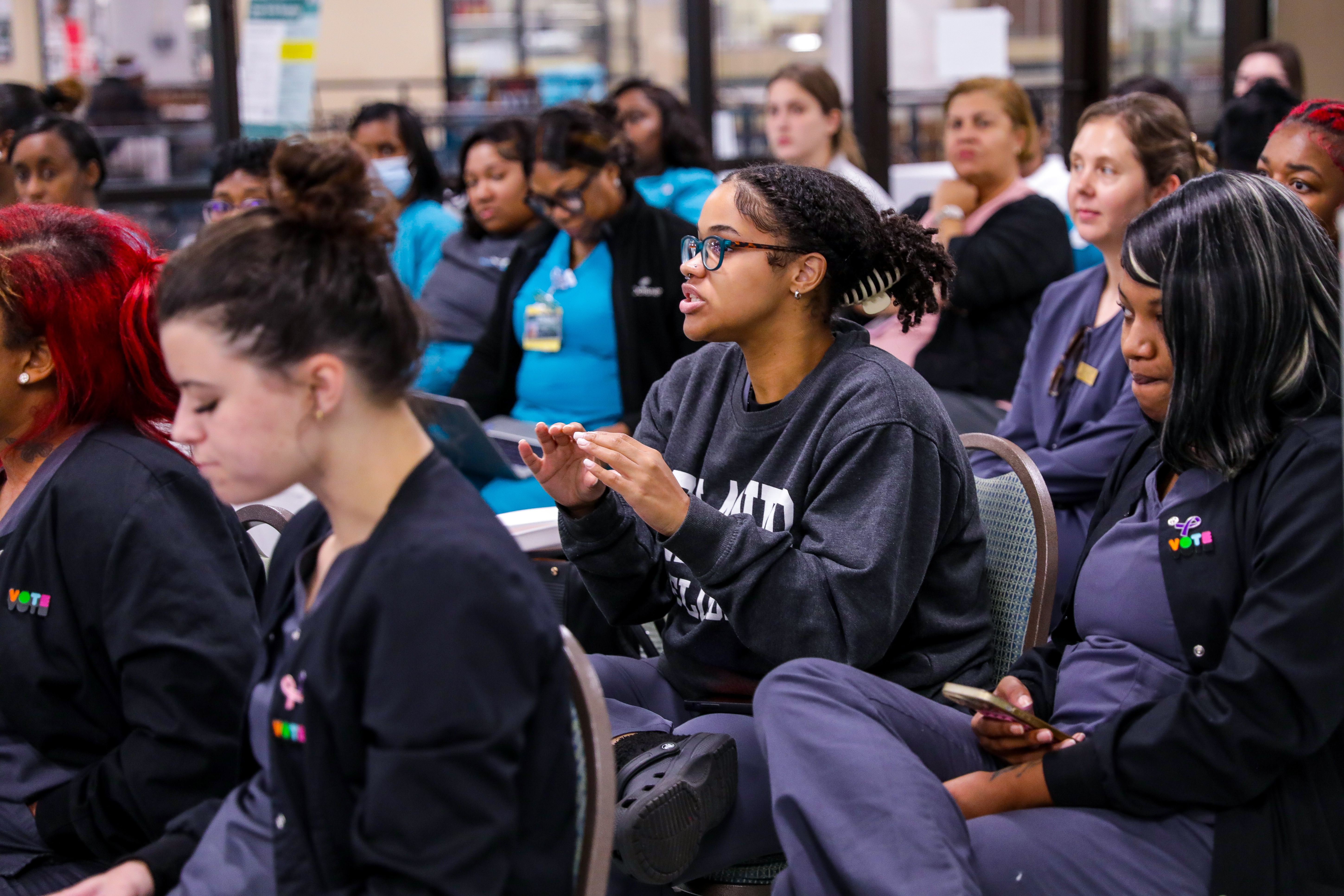 Students at a career series workshop