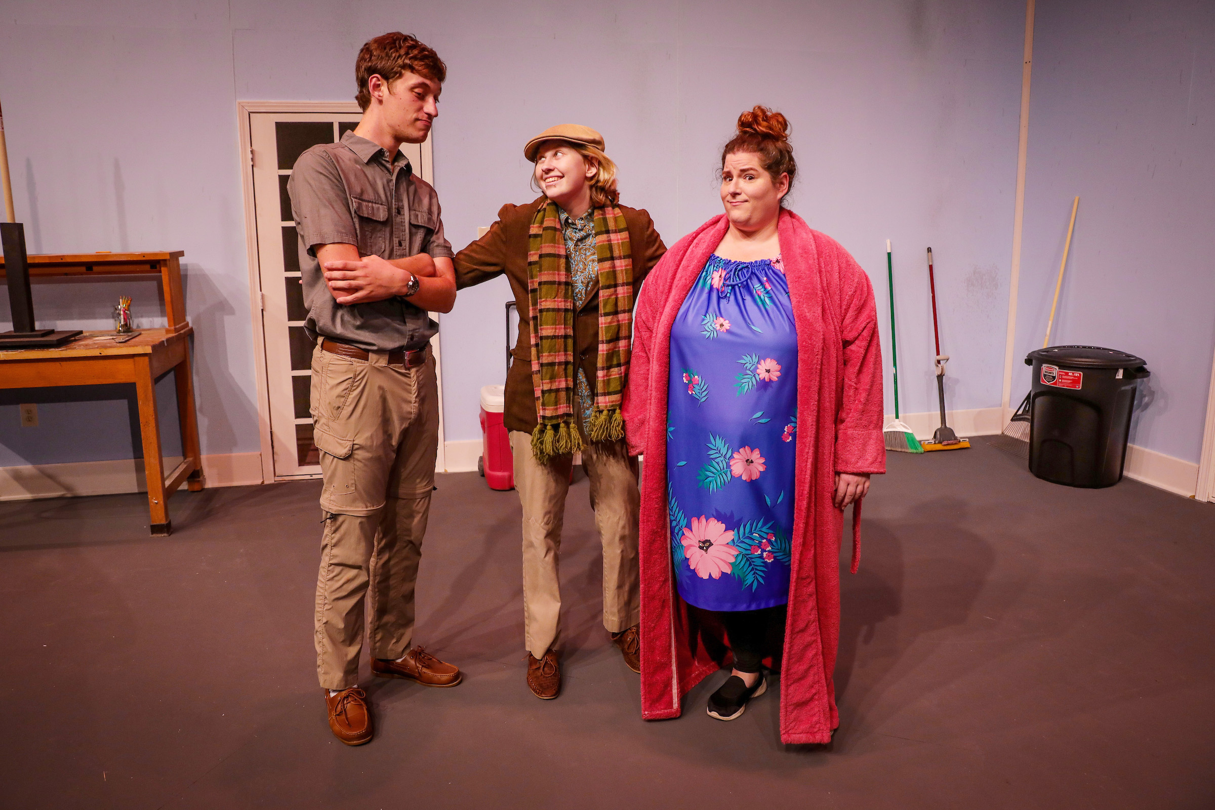 male and two female actors from the play