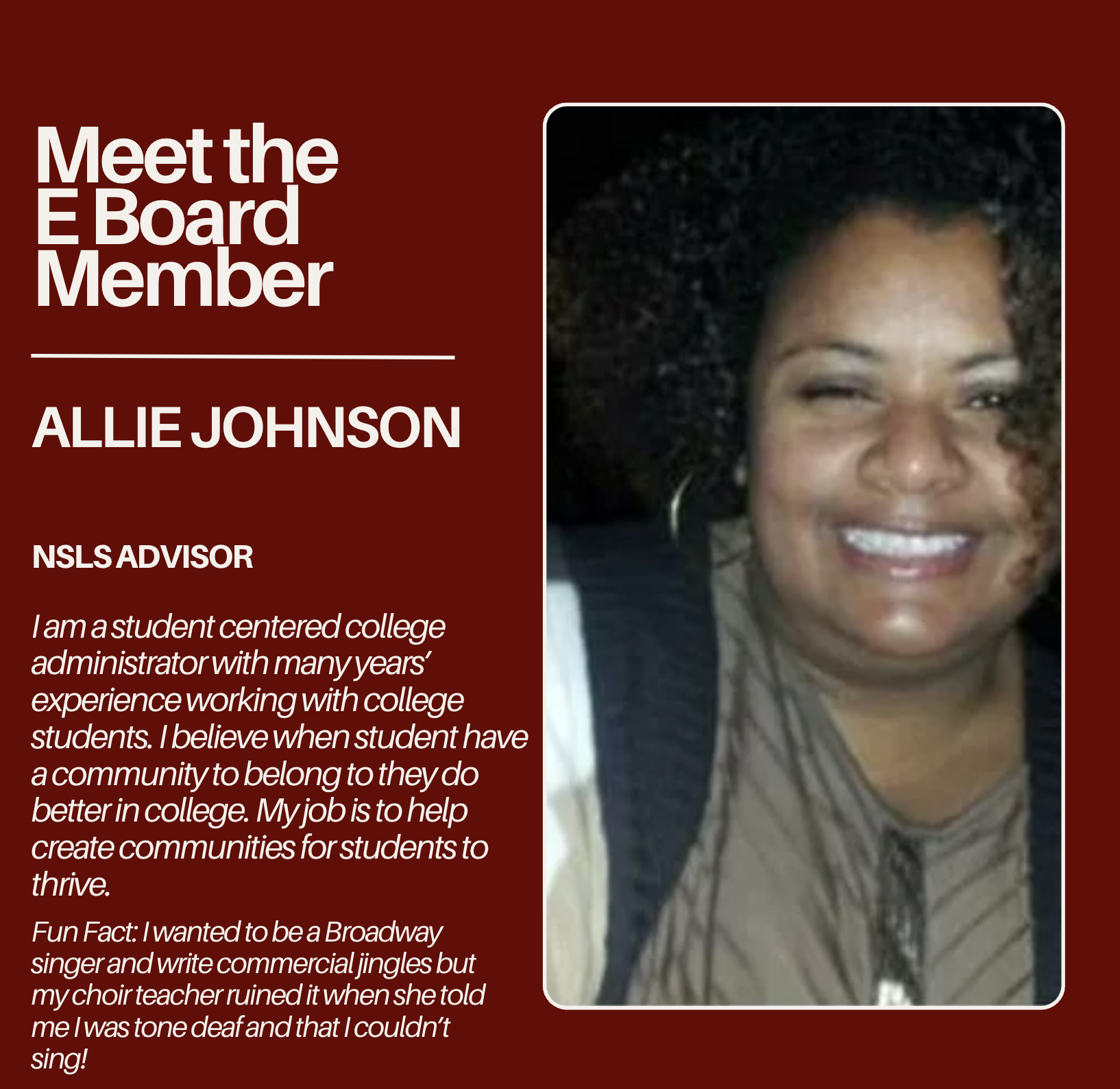 NSLS Advisor Allie Johnson