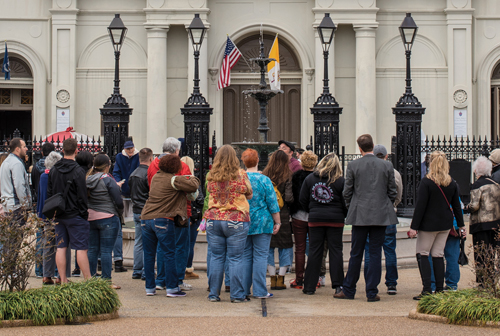 group of tourist in the french quarter