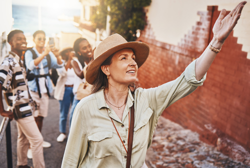 tour guide leading a group